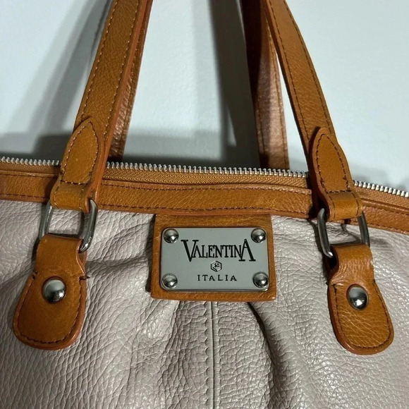 Valentina Italia Taupe and Saddle Leather Bag - Picture 2 of 12